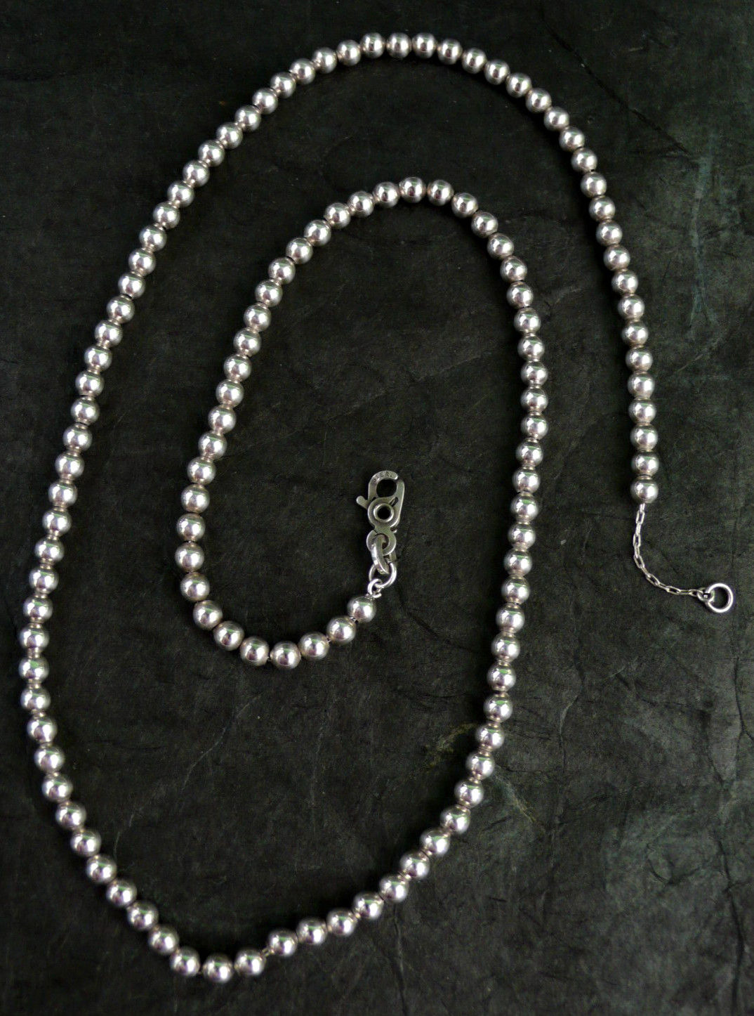 VINTAGE CIANI STERLING SILVER BEADED CHAIN NECKLACE 7.1 Grams 17″L Made in Italy
