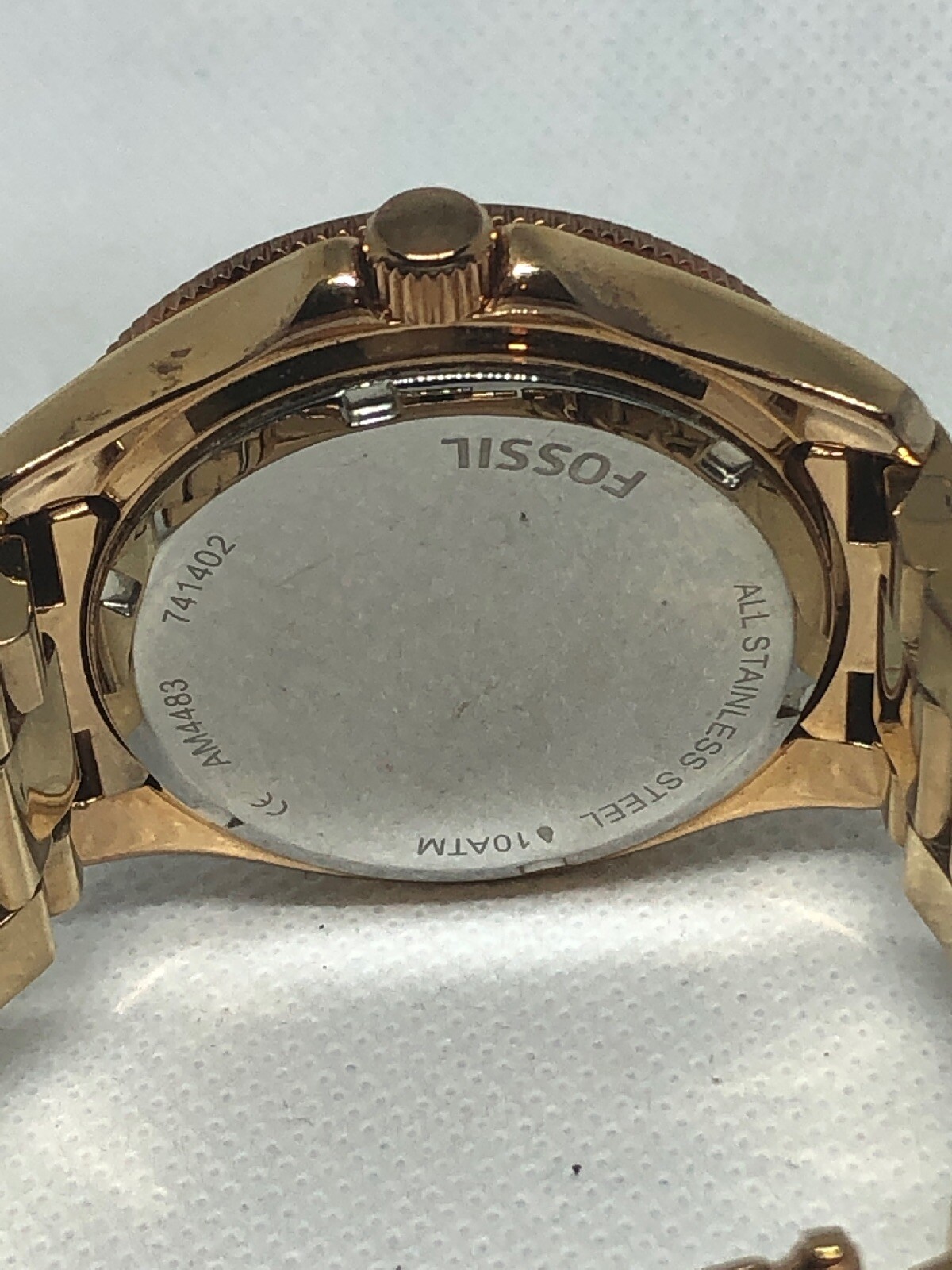 Fossil AM4483 Women’s Stainless Steel Analog Rose Gold Dial Genuine Watch HG55
