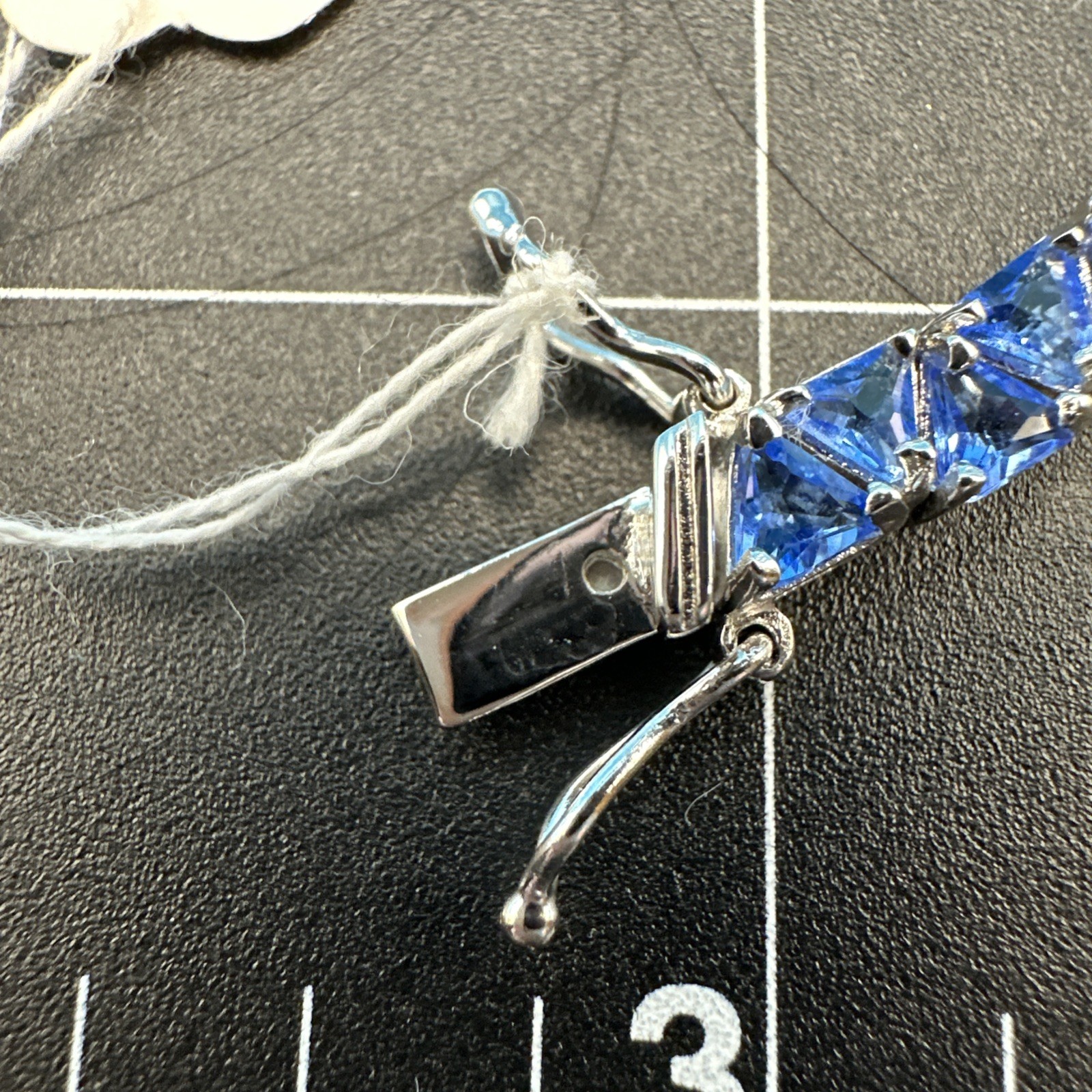 Vintage Suzanne Somers Silver 925 Blue CZ Bracelet 20cm long Thailand