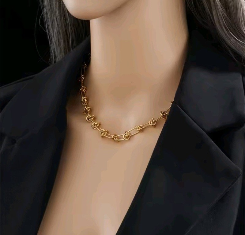 Stainless Steel Gold Silver Color Necklace Bracelets For Womens Jewelry Set