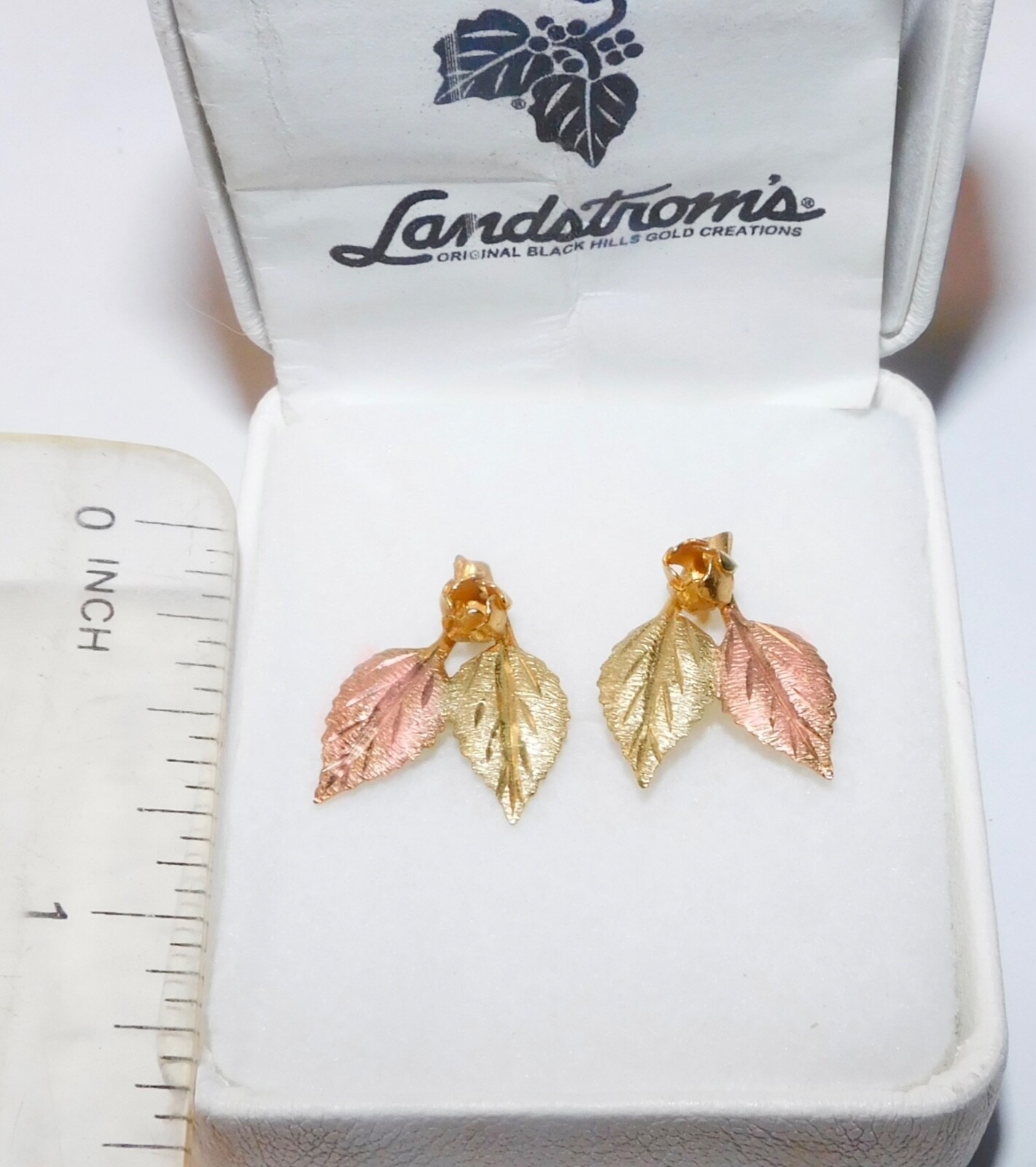 Black Hills Gold 10k Landstrom’s Yellow Rose Earrings