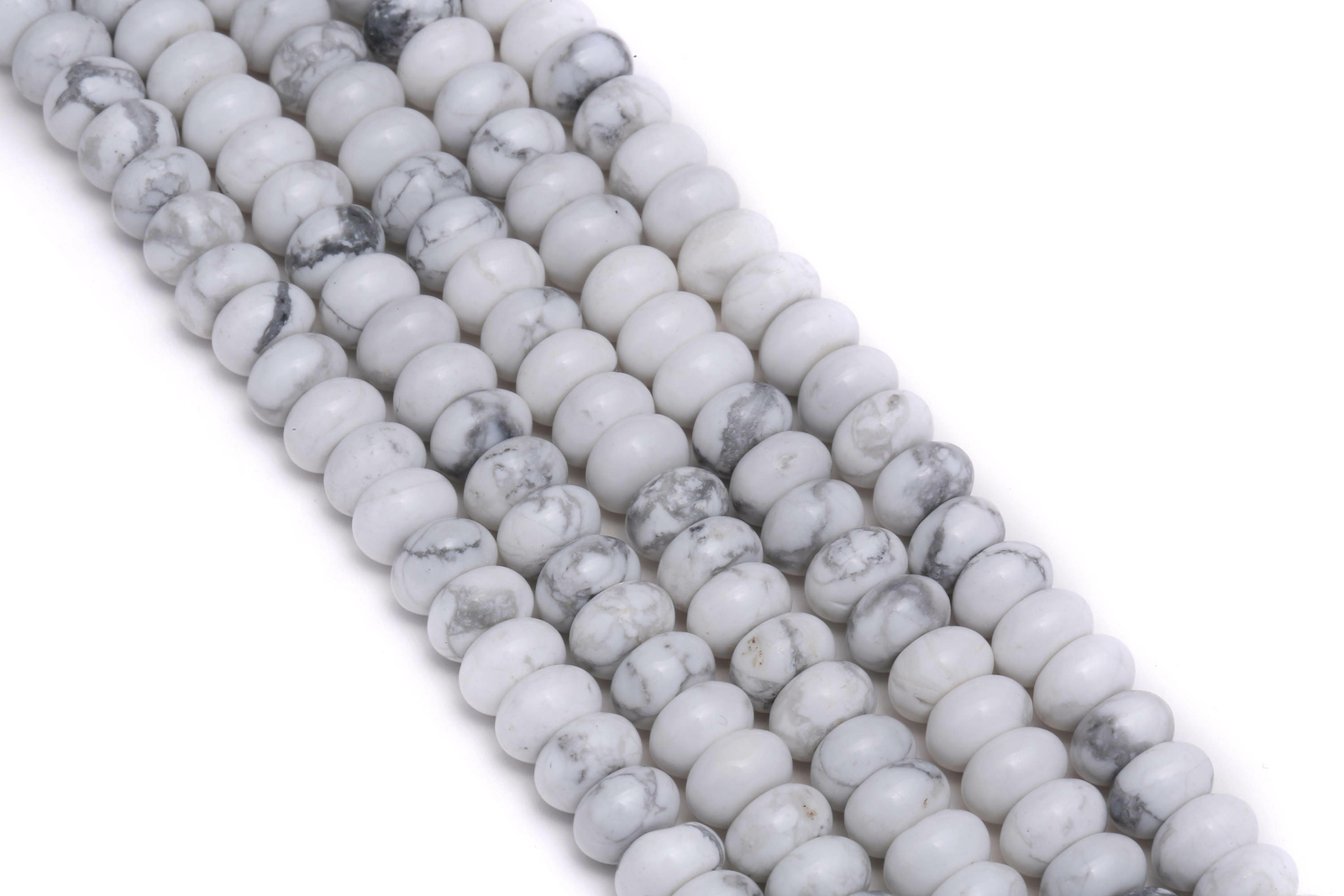 White Howlite Smooth Rondelle Beads 5x8mm 6x10mm Approx 15.5″ Strand
