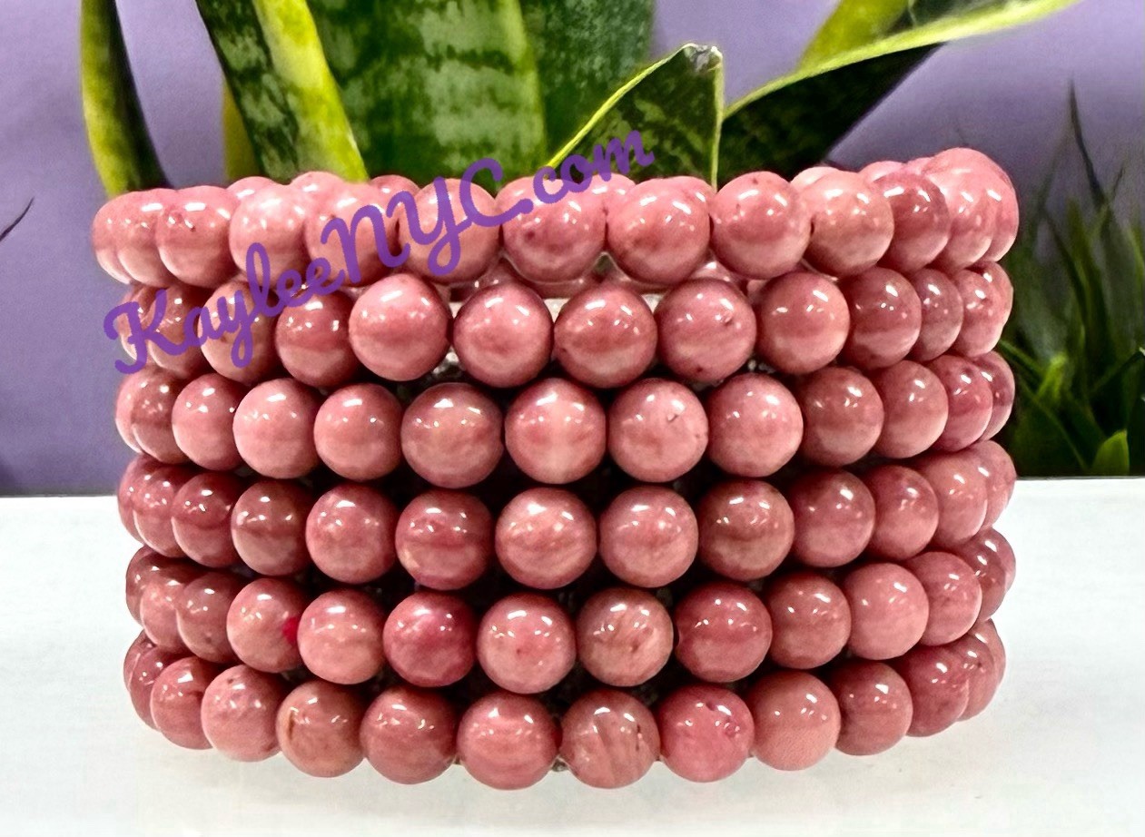 Wholesale 6 Pcs Natural Pink Rhodonite 6mm 7.5” Crystal Stretch Bracelet