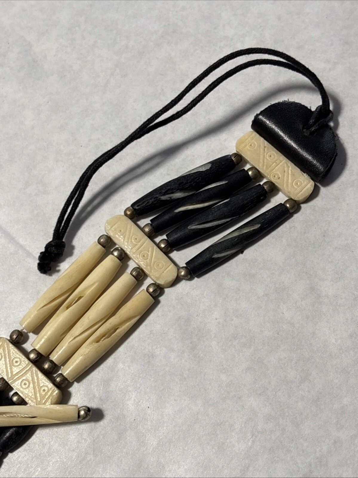 2 Beautiful Necklaces, Puka Shell Spiked & Black & Cream Hairpipe Buffalo Bone