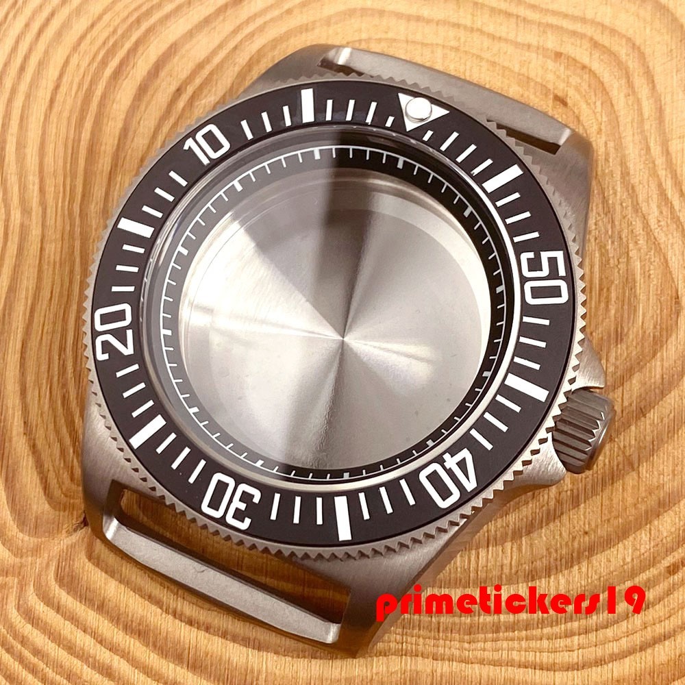 Titanium 42mm Dive Watch Case Black Bezel Sapphire Fit NH35 NH36 NH38 Movt 20BAR