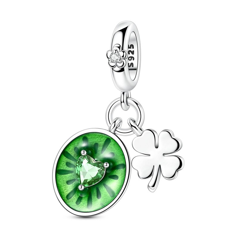Optional European 925 Sterling Silver Charms Fruit Clover Pendant For Bracelet