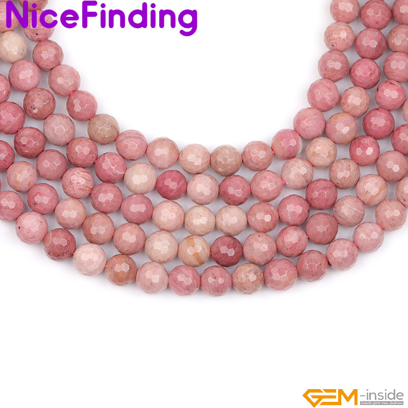 Natural Smooth Faceted Rhodonite Stone Beads For Jewelry Making 6,8,10,12,14mm
