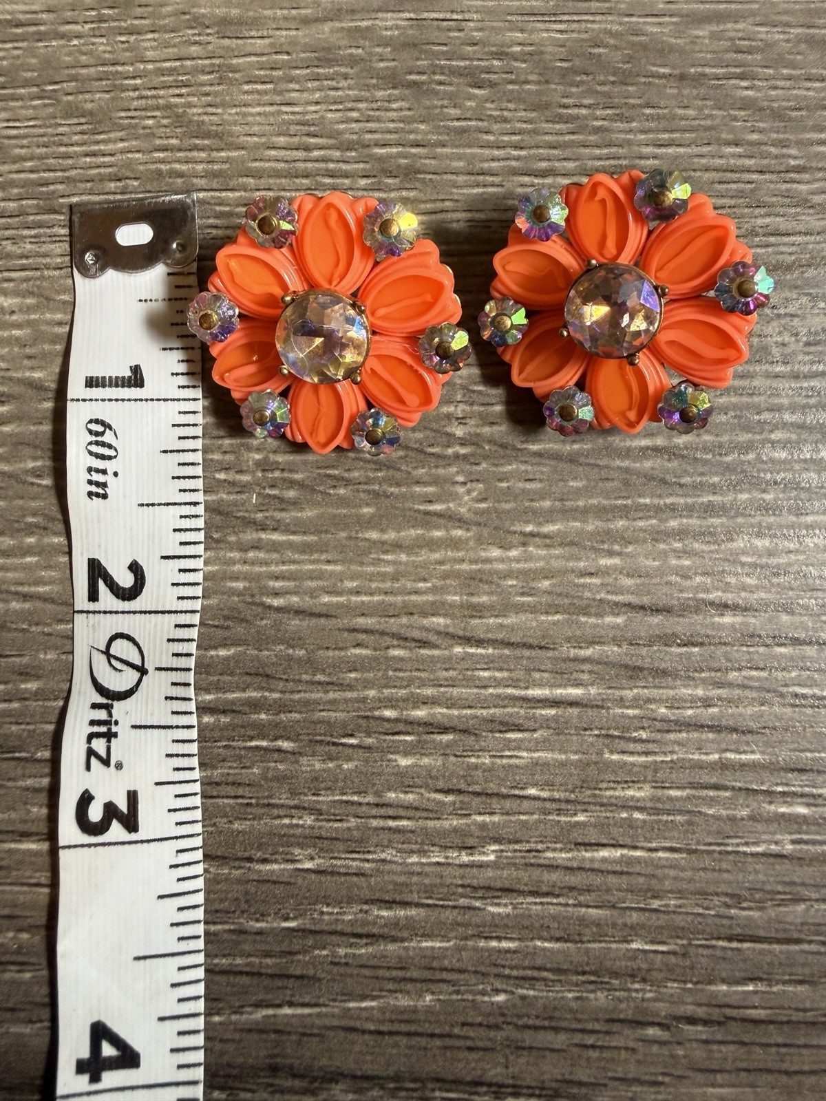 J. Crew Orange Cosmos Pierced Earrings