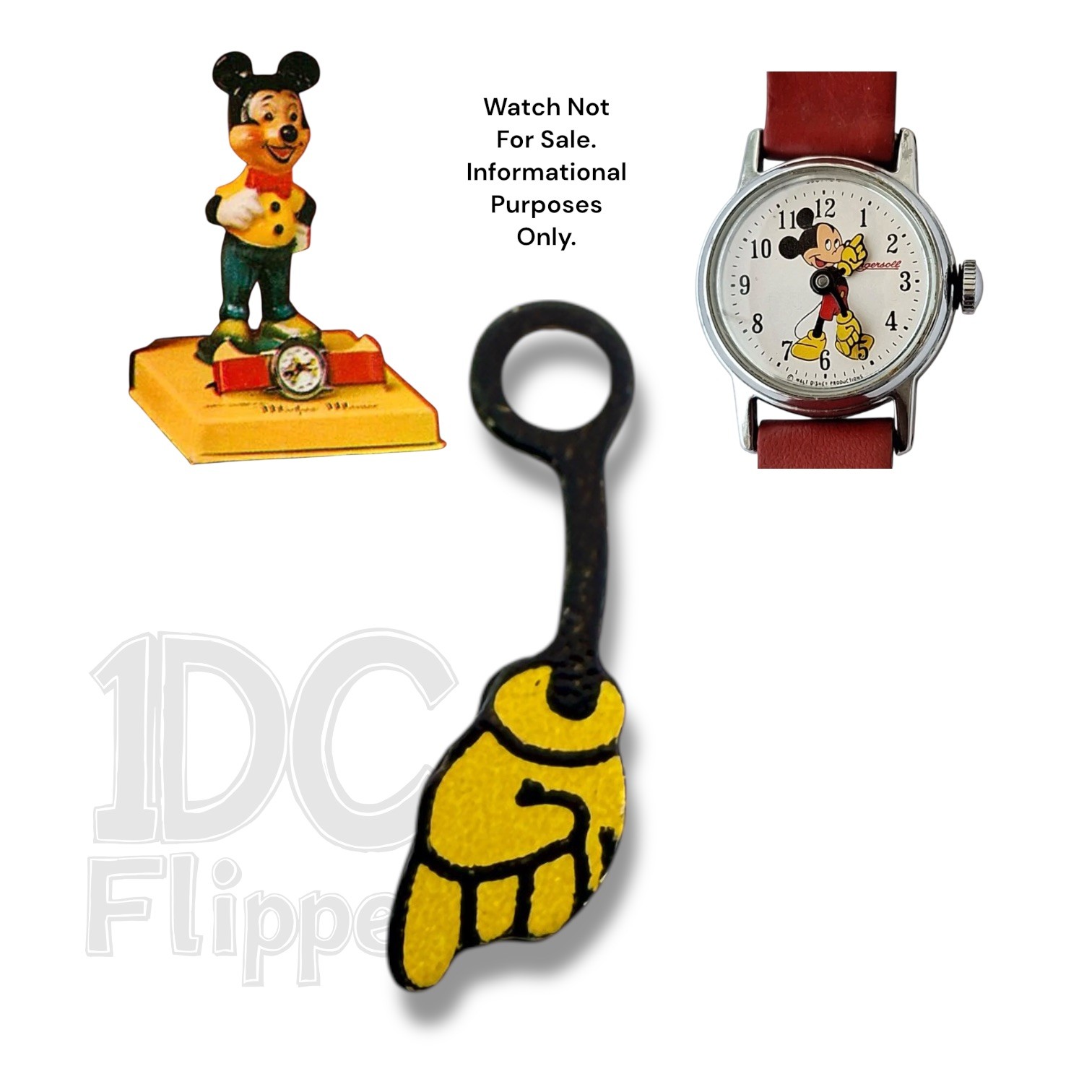 Mickey Mouse Watch Yellow MINUTE HAND Part #106 1968-1969 Timex Ingersoll Disney