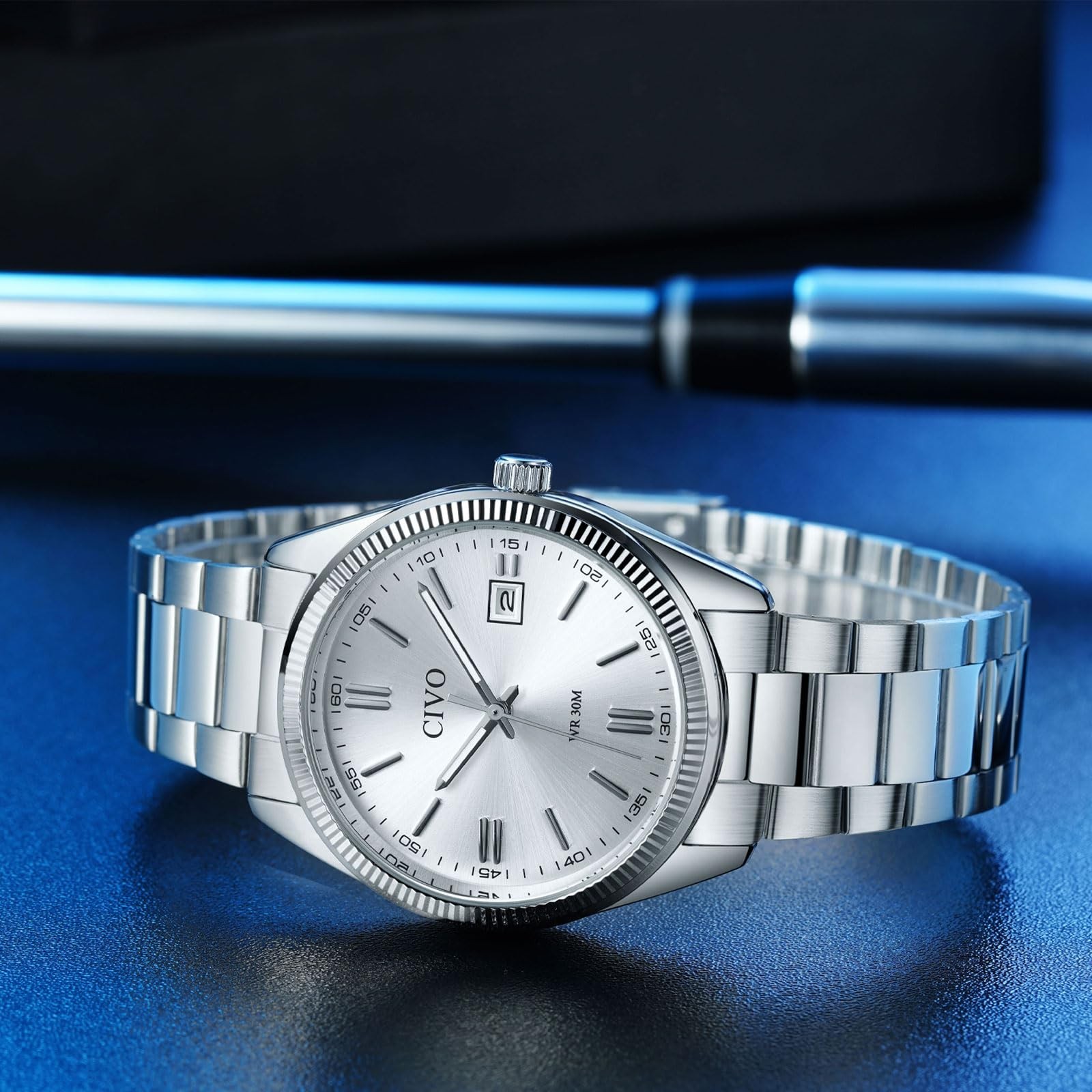 Stylish Men’s Analog Watch – Easy-to-Read Date Display, Stainless Steel Dress Wa