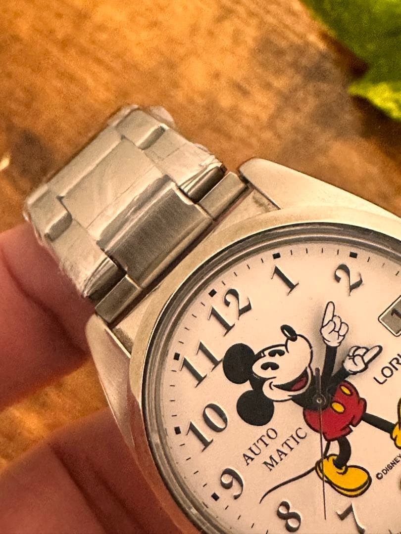 Mickey Mouse Wristwatch White/Silver Analog Mechanical from Japan Automatic