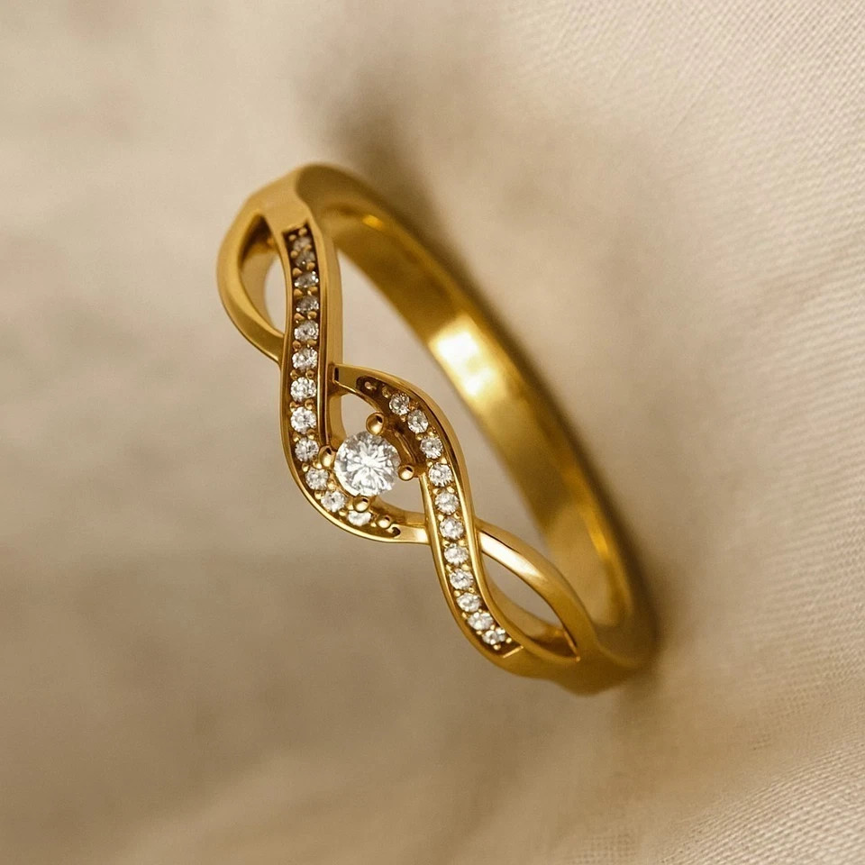 1.20Ct Round Cut Lab Created Diamond 14k Yellow Gold Plated Women Infinity Ring