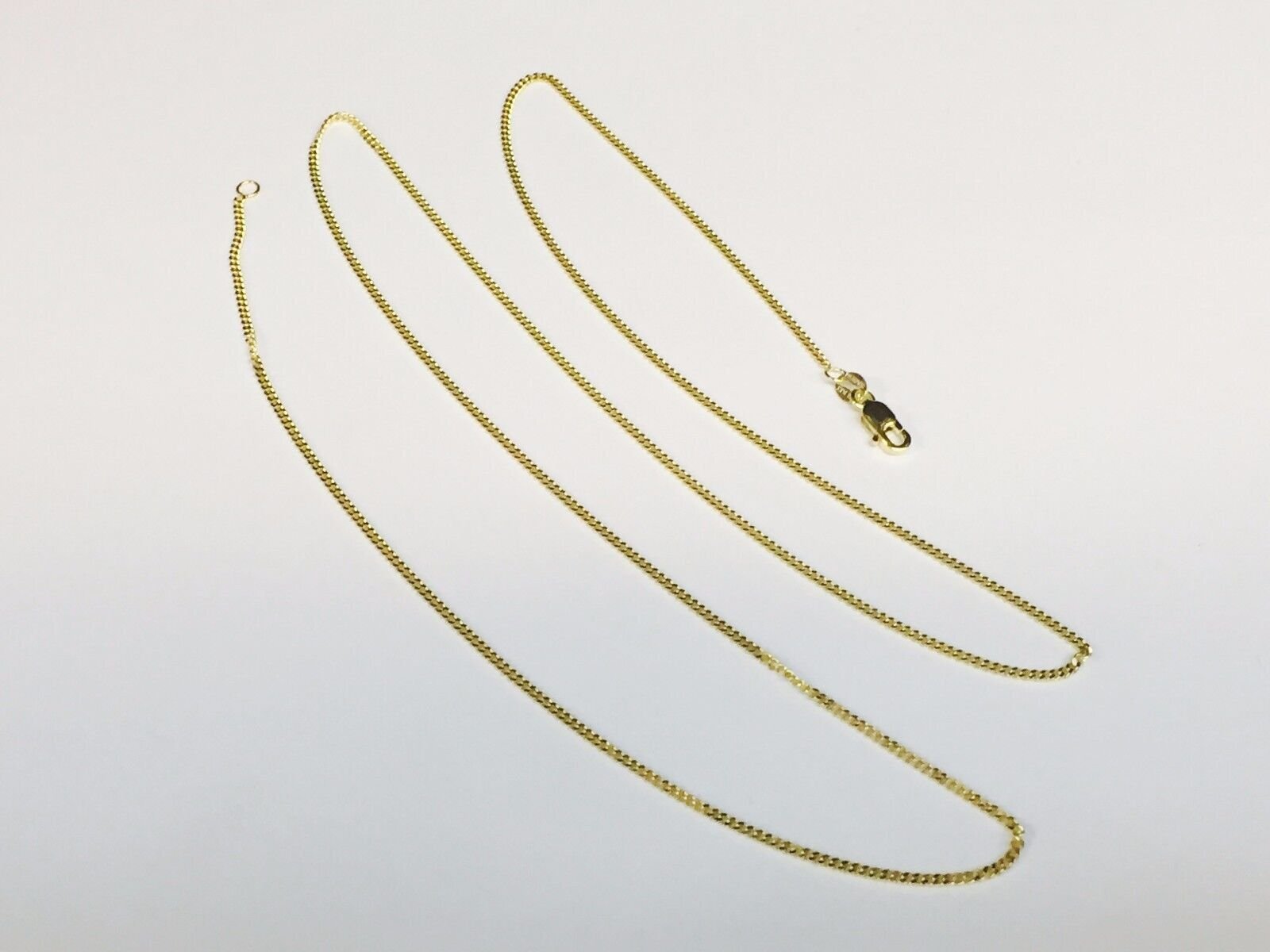 10k Solid Gold Gourmette Curb Box Link 24″ 1.5mm 3.3 gram pendant chain Necklace