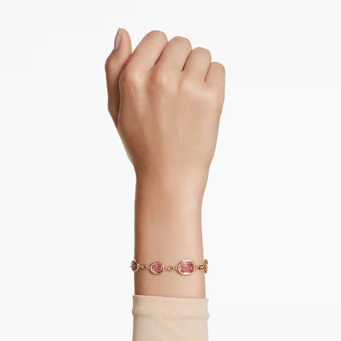 Swarovsk 5684537 Imber bracelet Octagon cut, Pink, Gold-tone plated