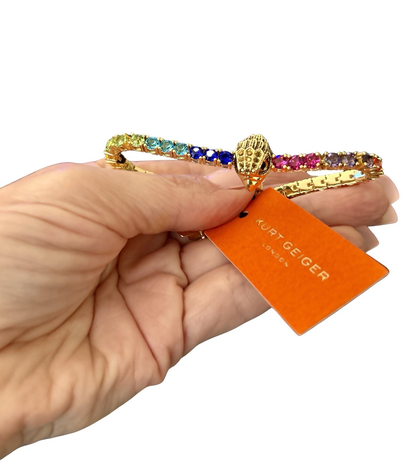 Kurt Geiger Multicolor Tennis Bracelet Crystal Stones Prong Setting