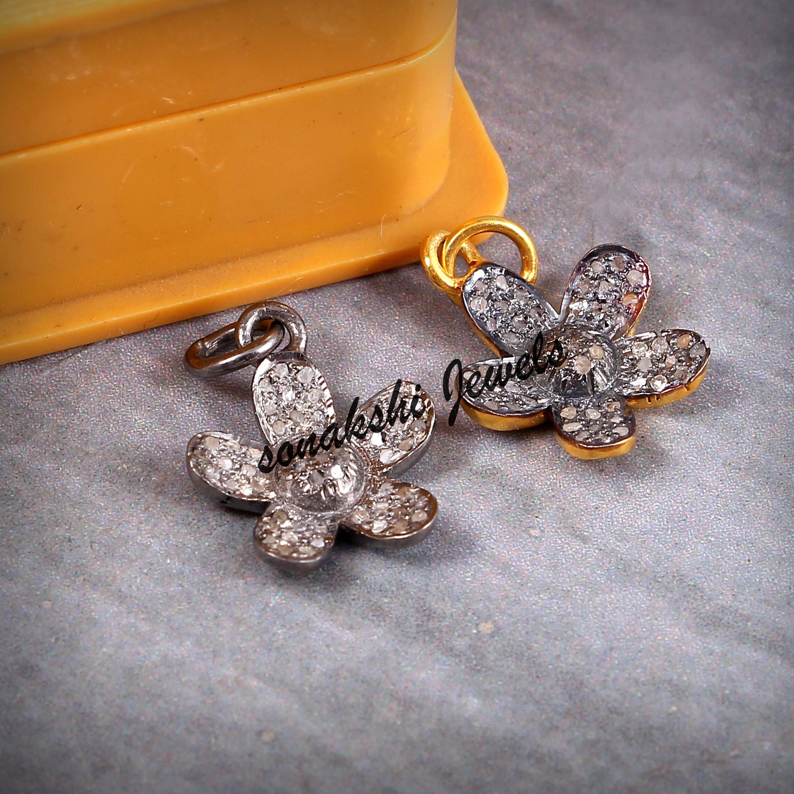 Handmade Rose Cut Diamond Pendant Necklace: 925 Sterling Silver Pendant