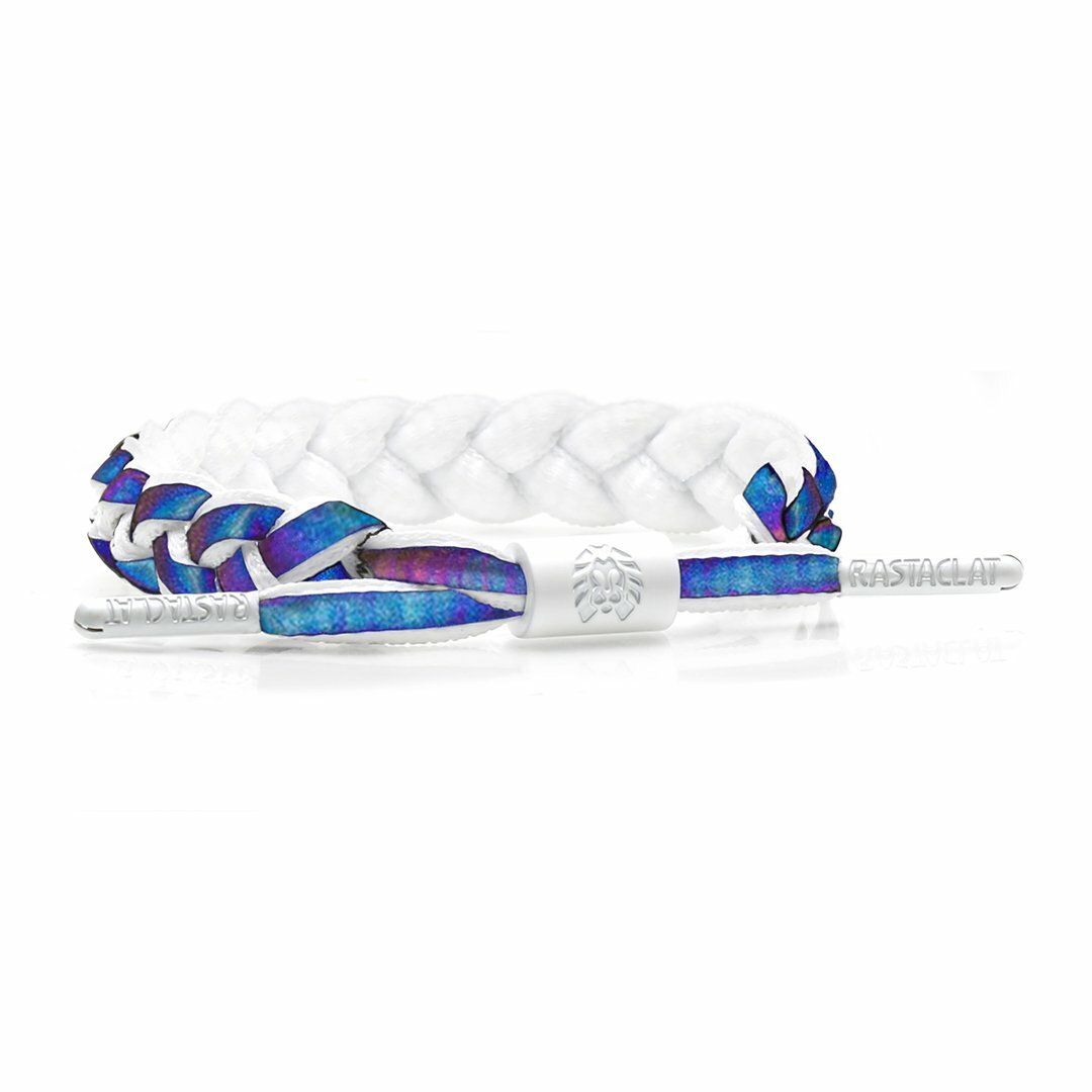 Brand New RASTACLAT Aurora 3M Iridescent White Braided Shoelace Bracelet