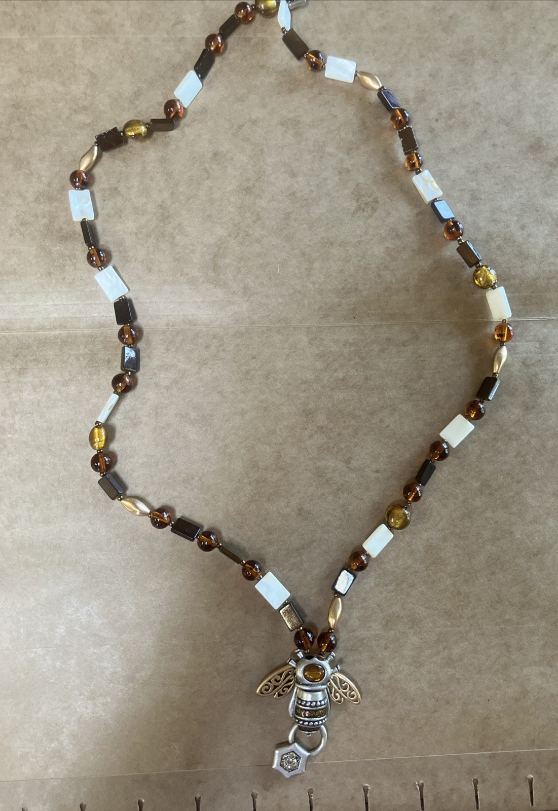 Vintage Chico’s Bumble Bee Magnetic Clasp Necklace Brown Yellow