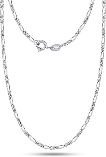 1.90mm Figaro Link Chain Necklace for Women and Men in 925 Sterling Silver