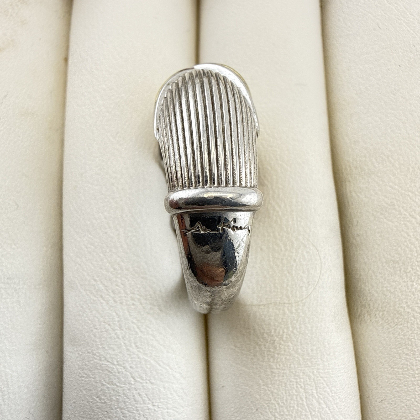 Ann King Ring Sterling Silver 18k Yellow Gold Cable Dome 3D Modernist Size 7 QVC