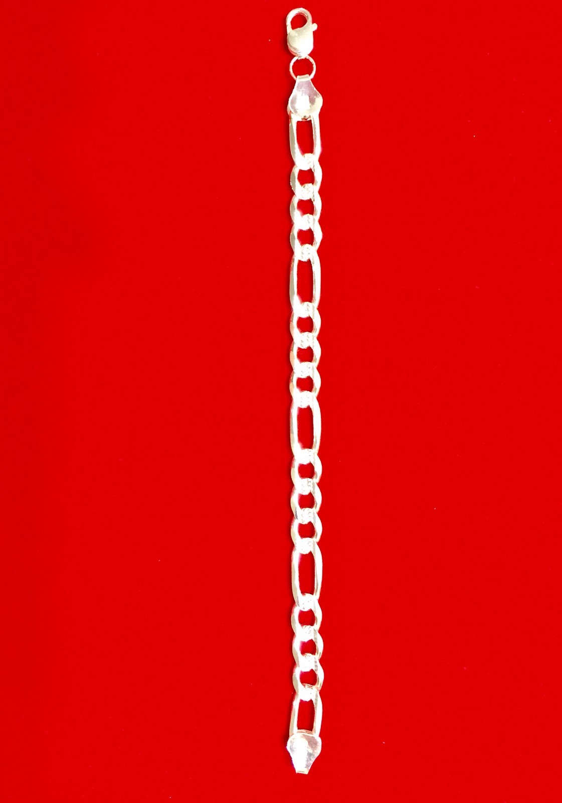 Sterling Silver .925 Solid Figaro Diamond cut 4mm(100) Chain 7.5″ to 24″ Inches