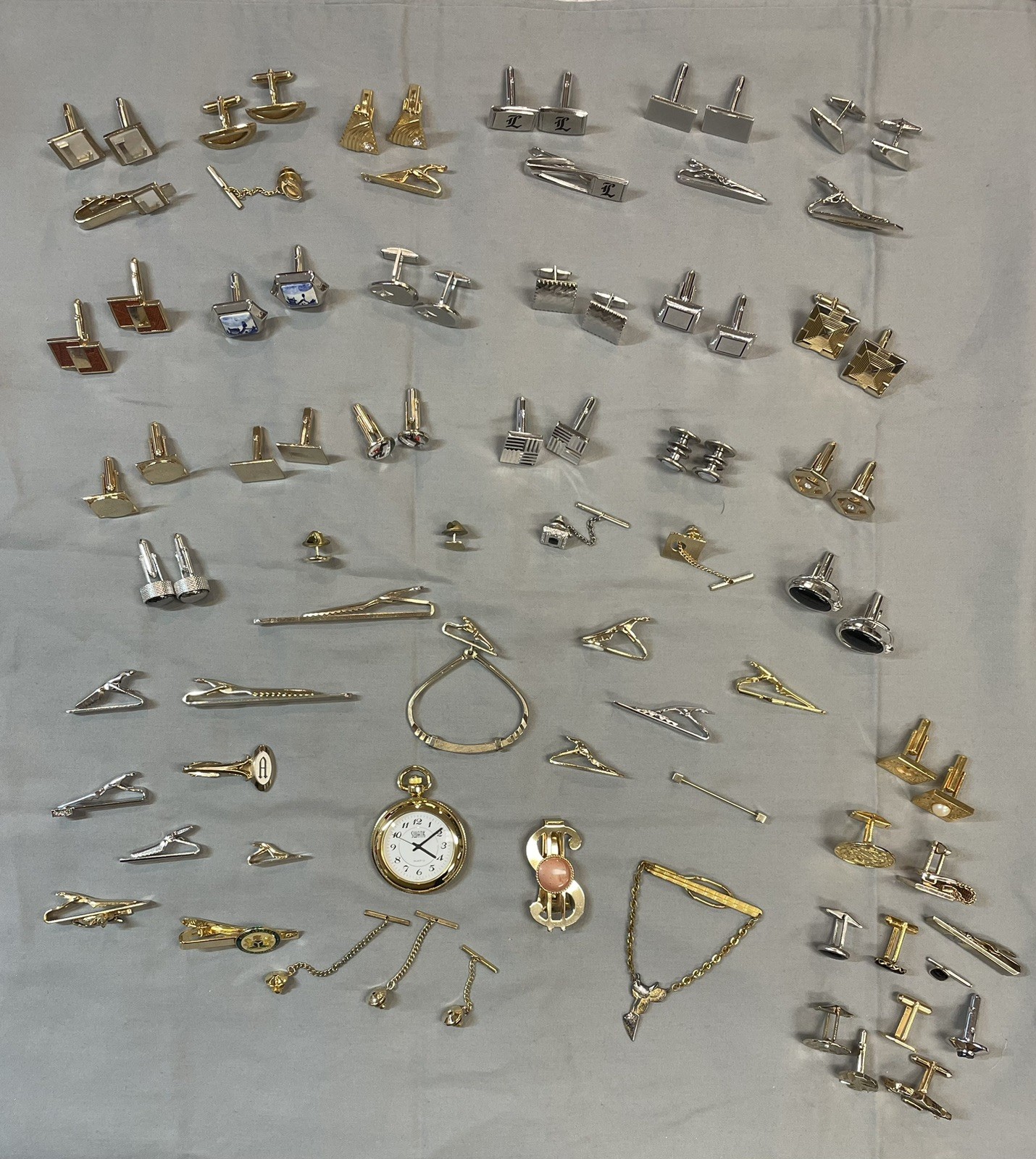 Mens LOT Over 50pcs Cufflinks, Tie Bars & Tacks, Hickok, Swank, Anson And More!