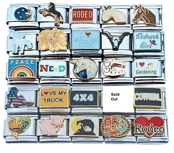 9mm Italian Charms Assorted Horses Cowboys Truck Unicorn Rooster Pig (Col #9)
