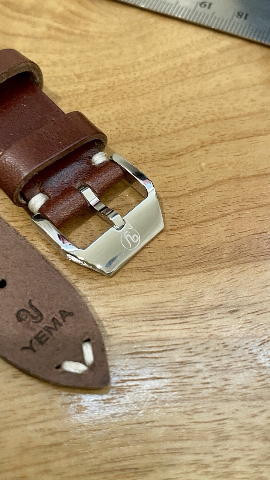 New Yema 20mm Brown Leather Strap Vintage Style w/ Buckle and Spring Bars
