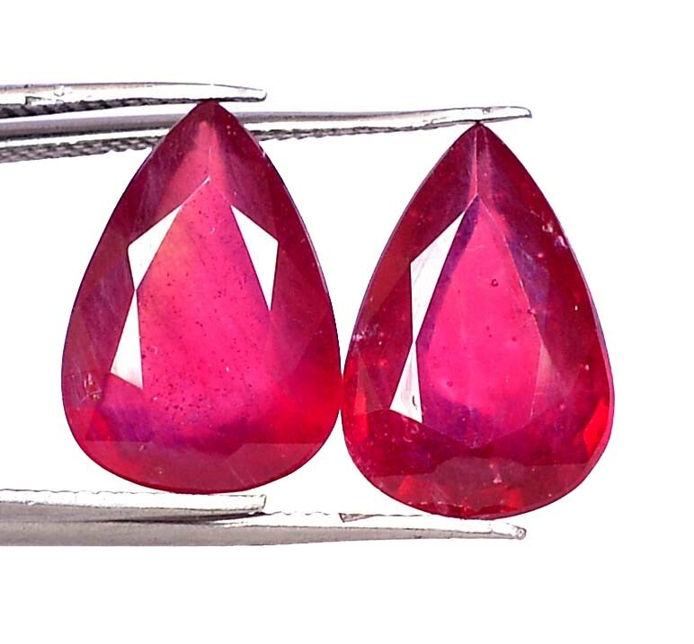 8.86 Cts Natural Ruby Pear Cut Pair 13×9 mm Calibrated Loose Gemstones GF
