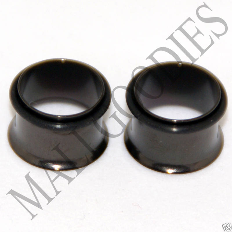 0078 Black Single Flare Flesh Steel Tunnels Earlet Gauges 1/2″ Plugs 12.7mm PAIR