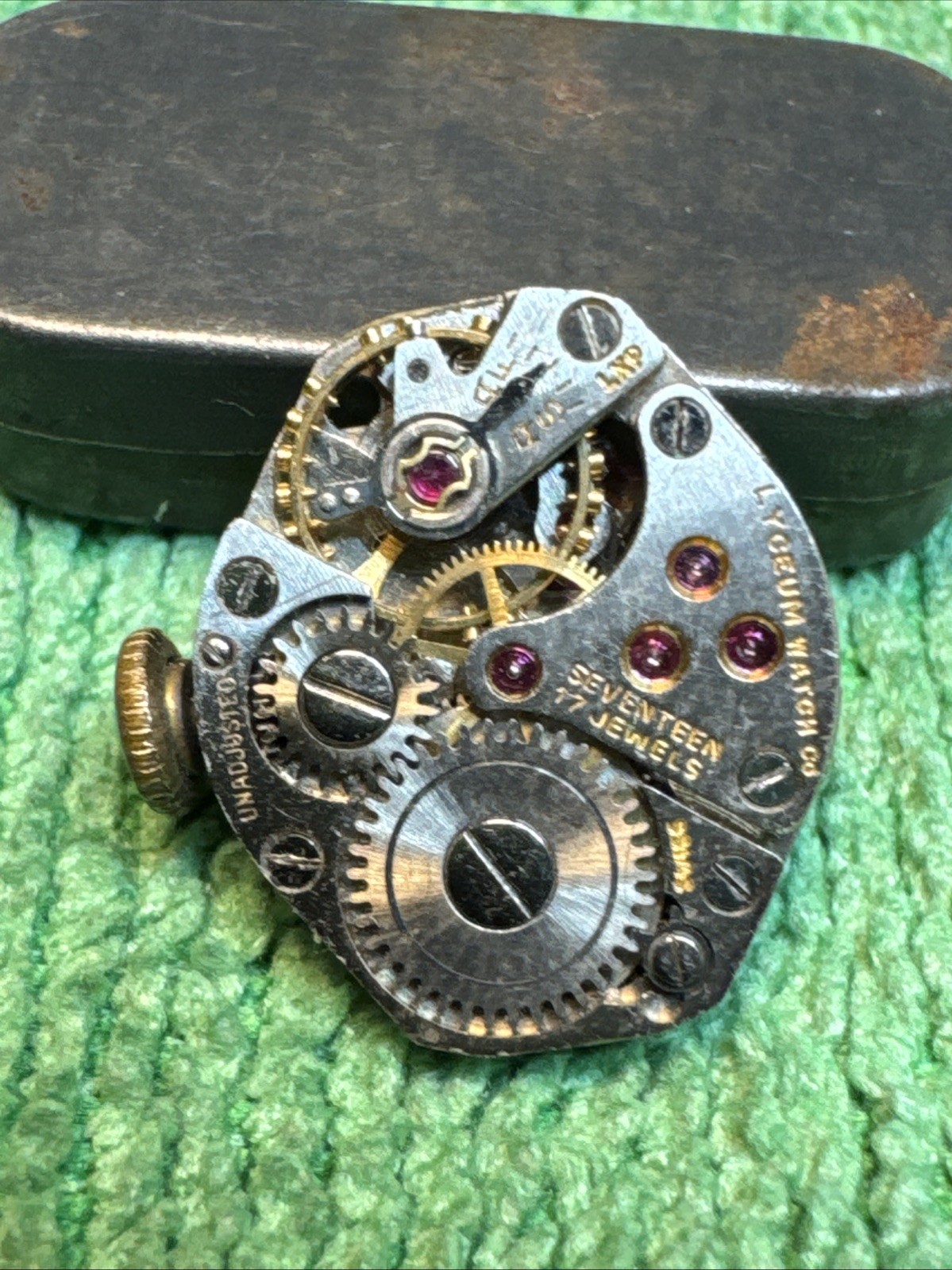 Untested Lyceum Vintage Watch Movement LXP And Dial Hands Free Parts Or Repair.