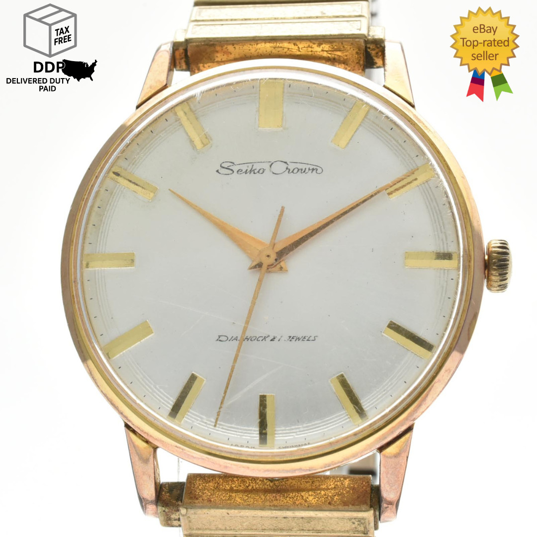 Vintage [ Exc+4 ] SEIKO Crown J15003 Diashock 21J Hand-winding Men’s Watch JAPAN