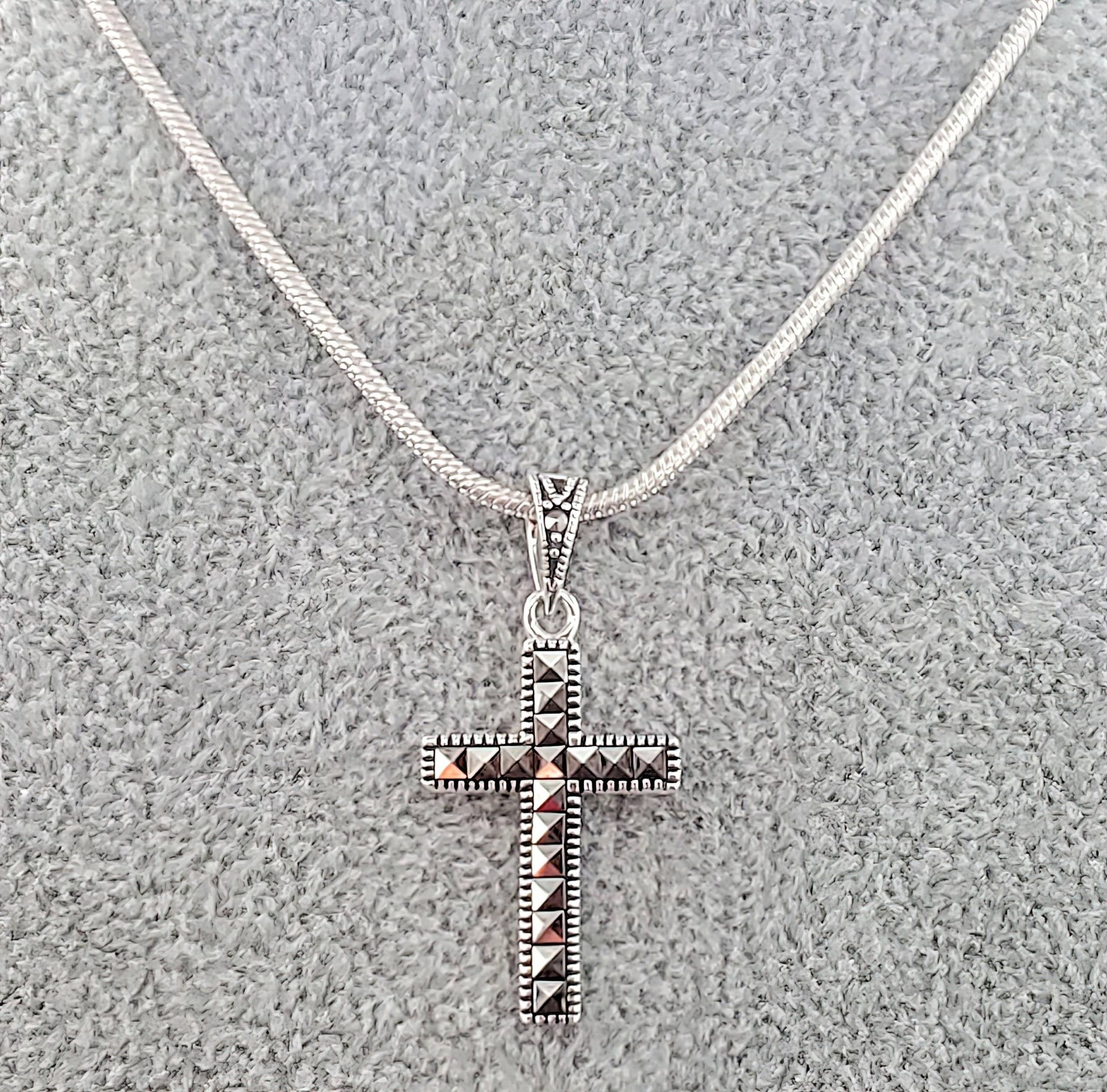 Marcasite Cross Sterling Silver Necklace