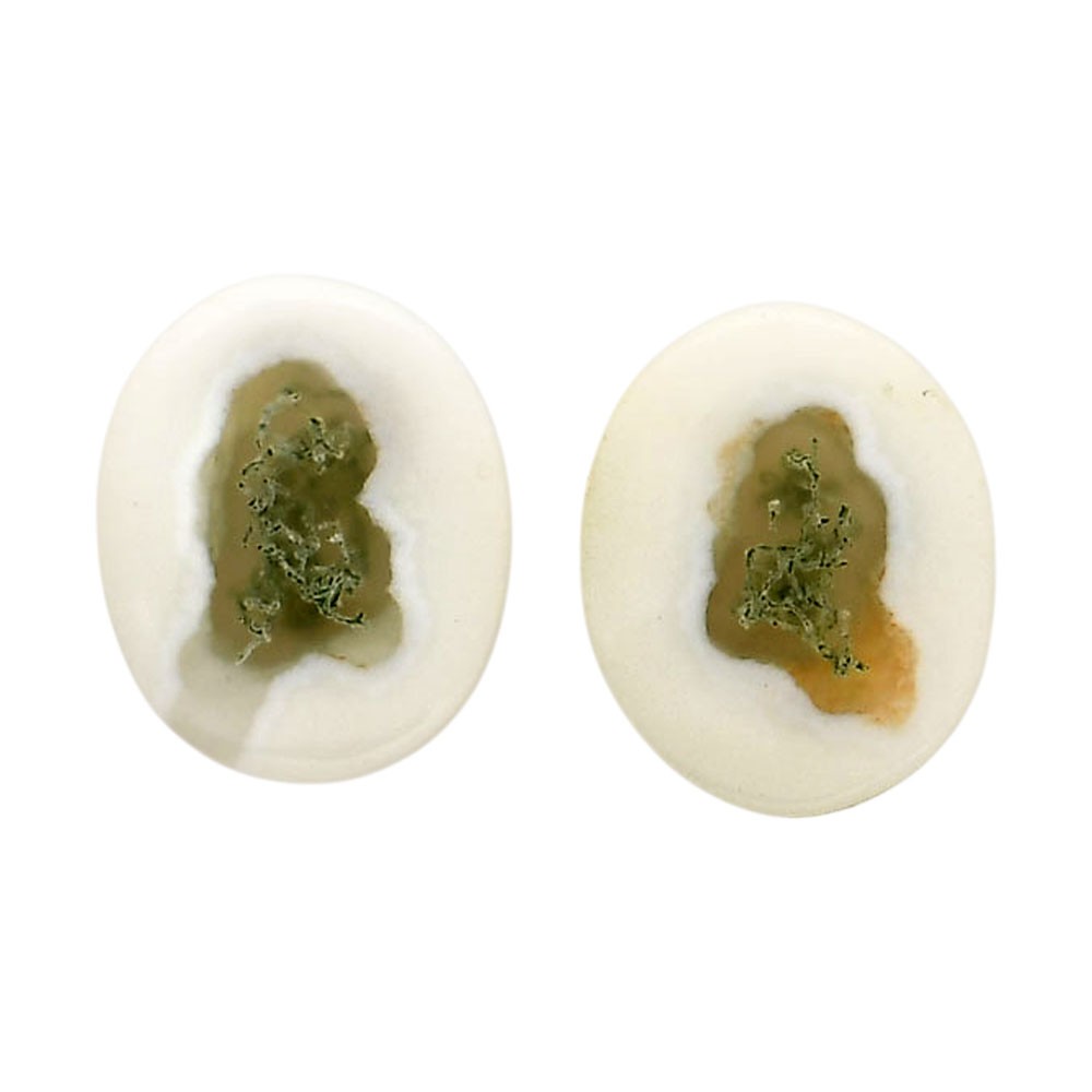 Natural Horse Canyon Moss Agate Pair 13x16x4.3 mm Oval Shape Gemstone LS36-04484