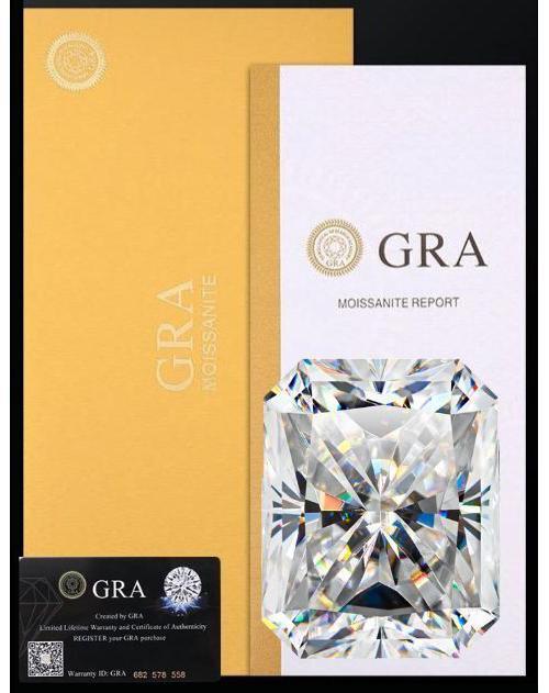 Loose Moissanite Radiant Cut Real Gem Stone W. GRA Certificate All Sizes VVS1 D