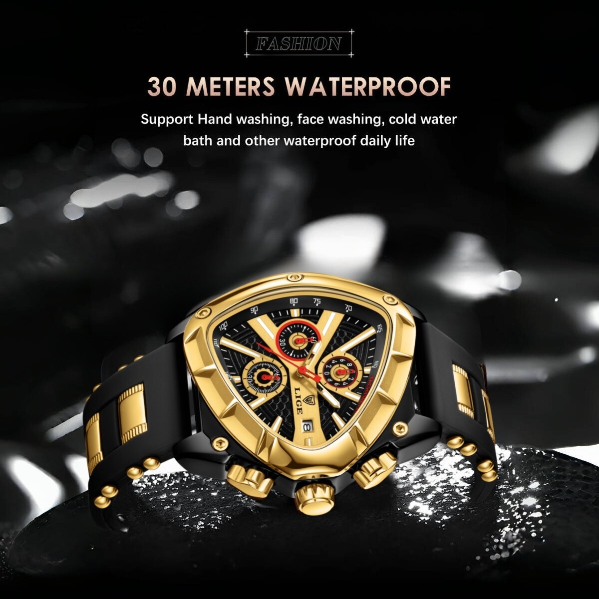 Luxury Men Watch Quartz Sport Analog Date Chronograph 3ATM Waterproof Wristwatch