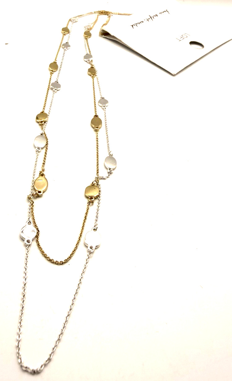 NWT Ann Taylor LOFT Delicate 28″ Double Strand Two-Tone Station Necklace