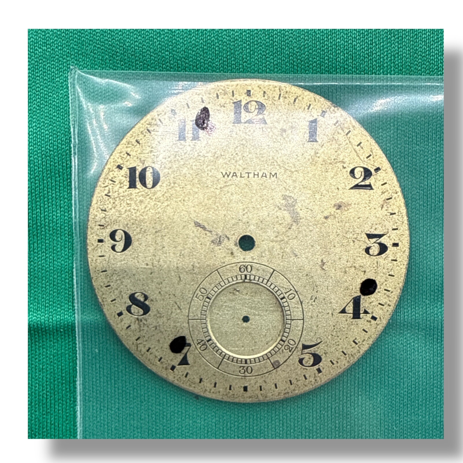 Waltham Pocket Watch Dial 12s 39.7 mm Gold Dial Roman Single Sunk 9.4 W5 Read!