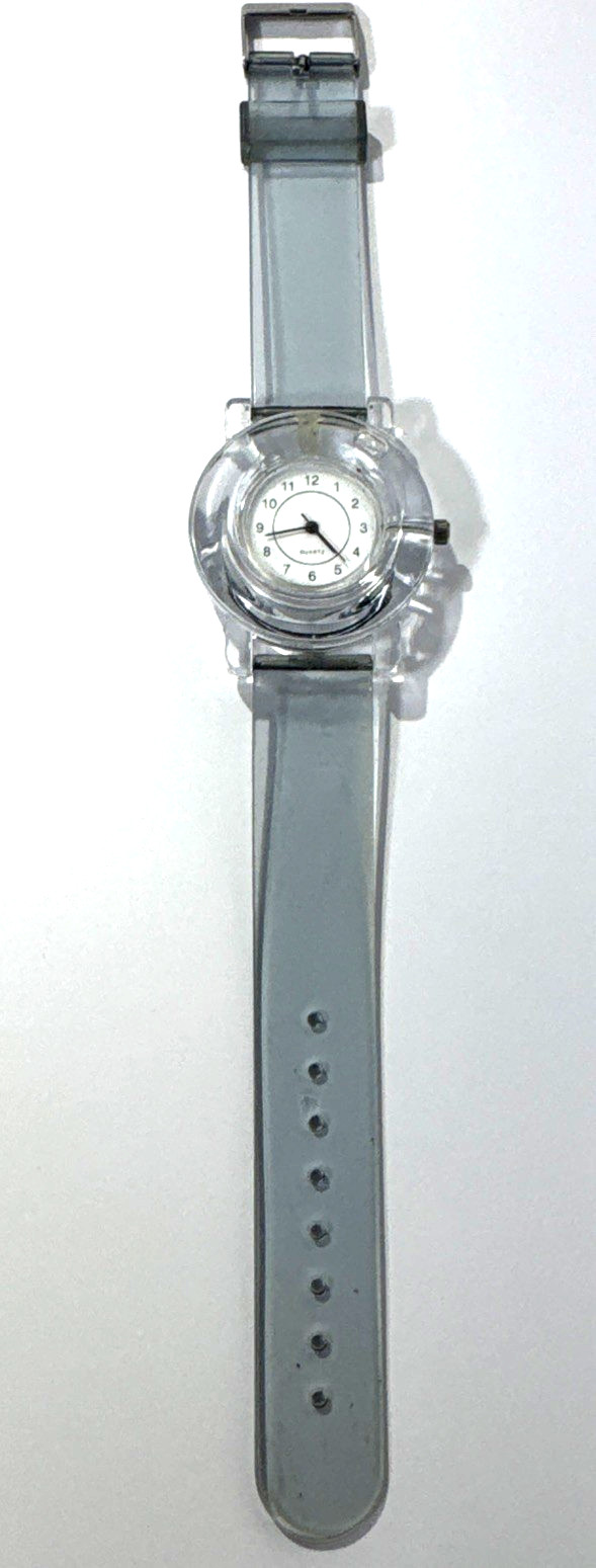 Lucite Liquid Water Bubble Watch Vintage Quartz Clear Band Retro Festival