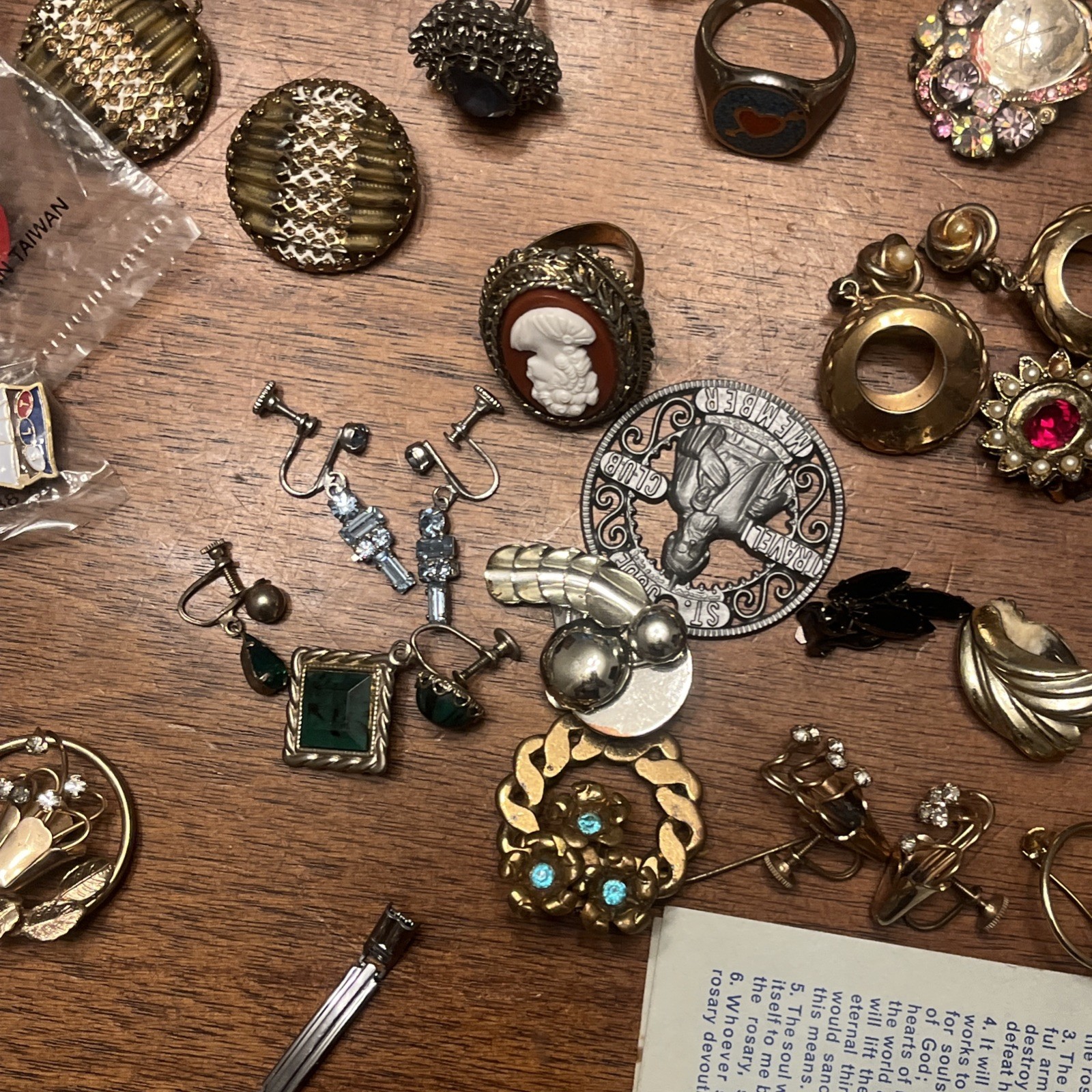 Vintage Estate Costume Jewelry LOT Timex CORO Watch & Earrings Melba Brass