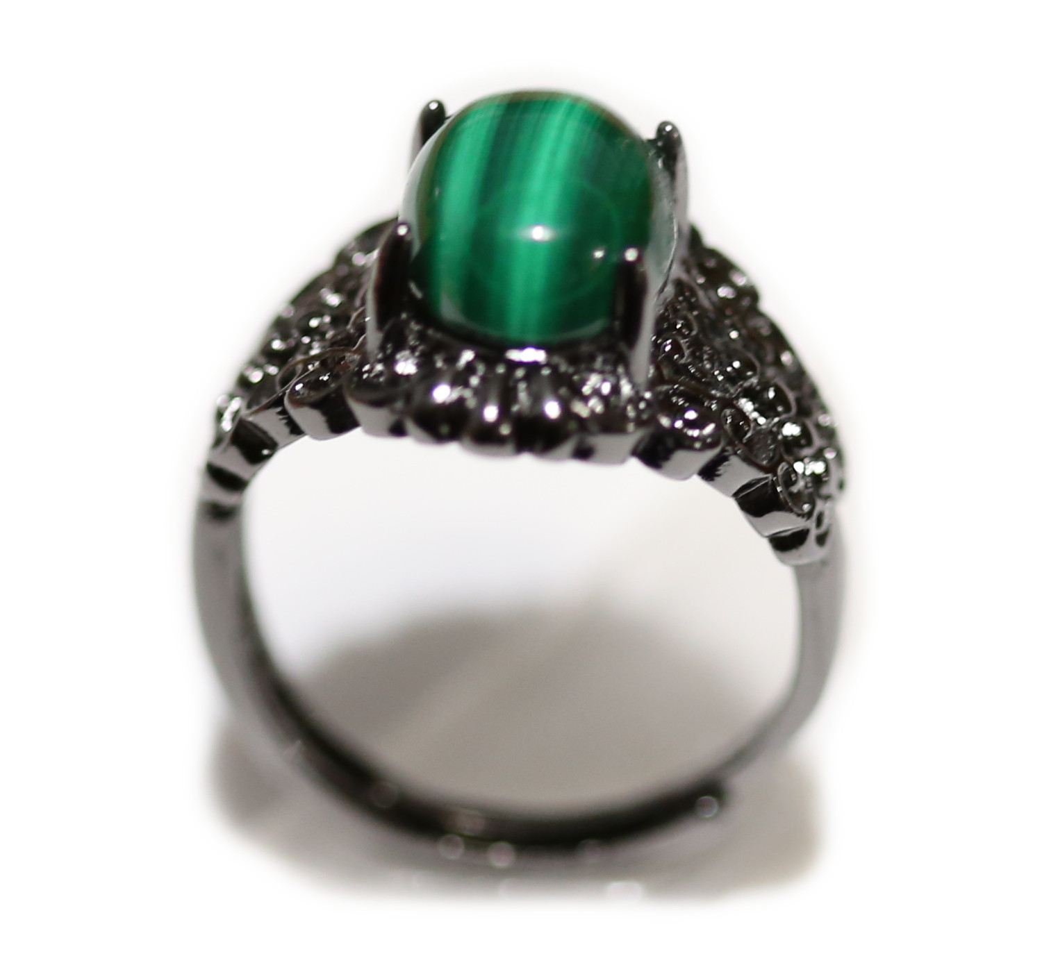 Genuine Malachite Handmade Ring Jewelry Gift + Elegant CASE 555-00