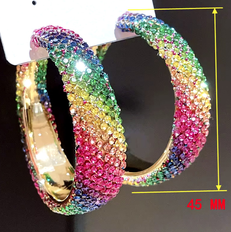 Big Exciting RAINBOW Ombre HOOP Colorful Betsey Johnson Earrings