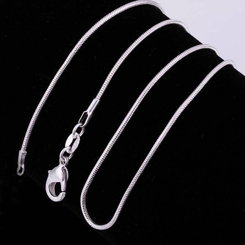 925 sterling solid Silver lots 10PCS 1mm snake chain Necklace 16-30inch