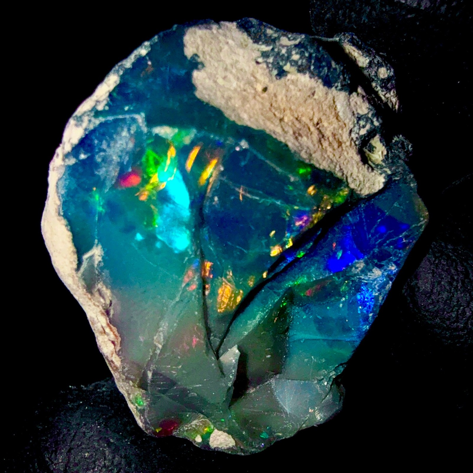 Ethiopian Fire Opal gemstone, Black Dry opal, Natural opal rough 24.5Ct 26×20 mm
