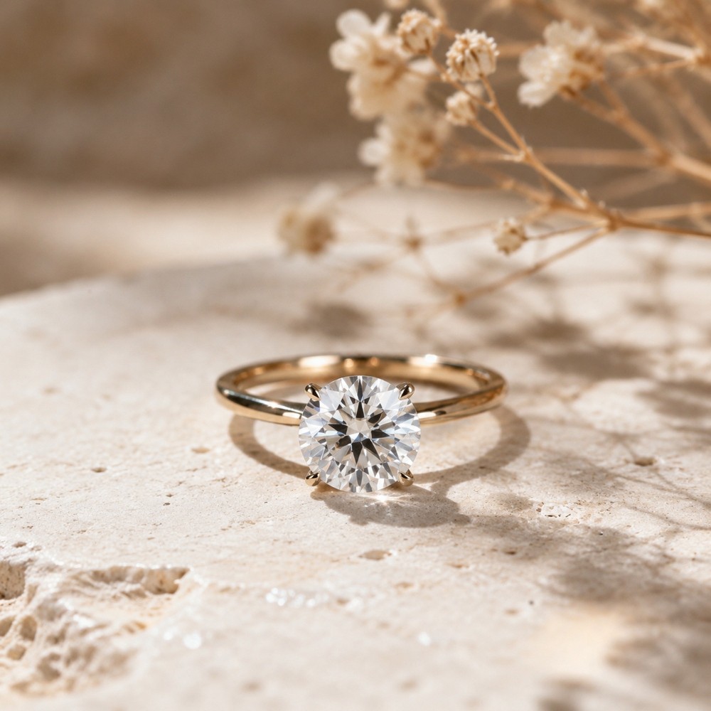 Minimalist Ring IGI Certified 10K Solid Gold 1CT Lab Grown Diamond Ring for Her