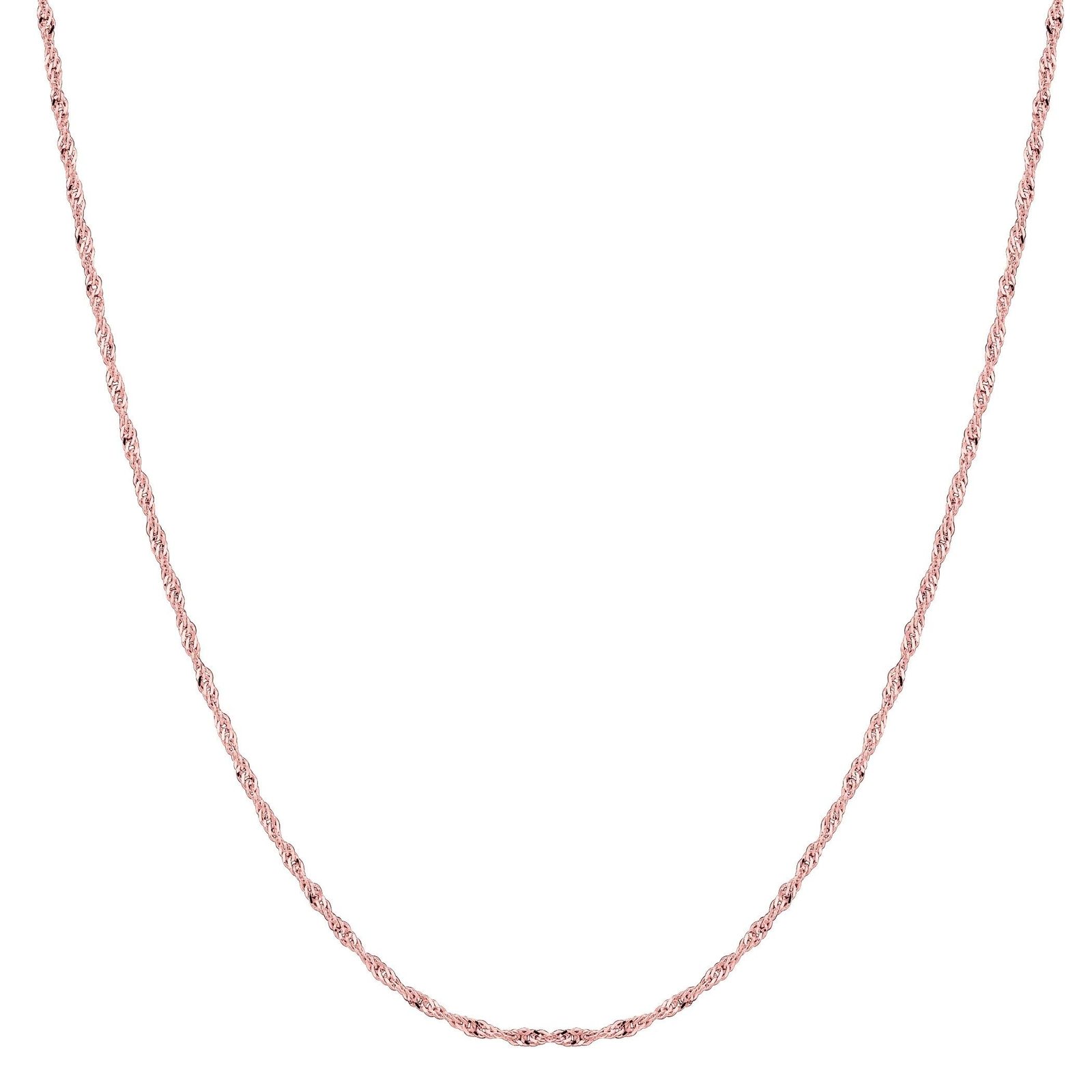 10k Rose Gold Singapore Chain Necklace, 1.0mm (16 Inches)