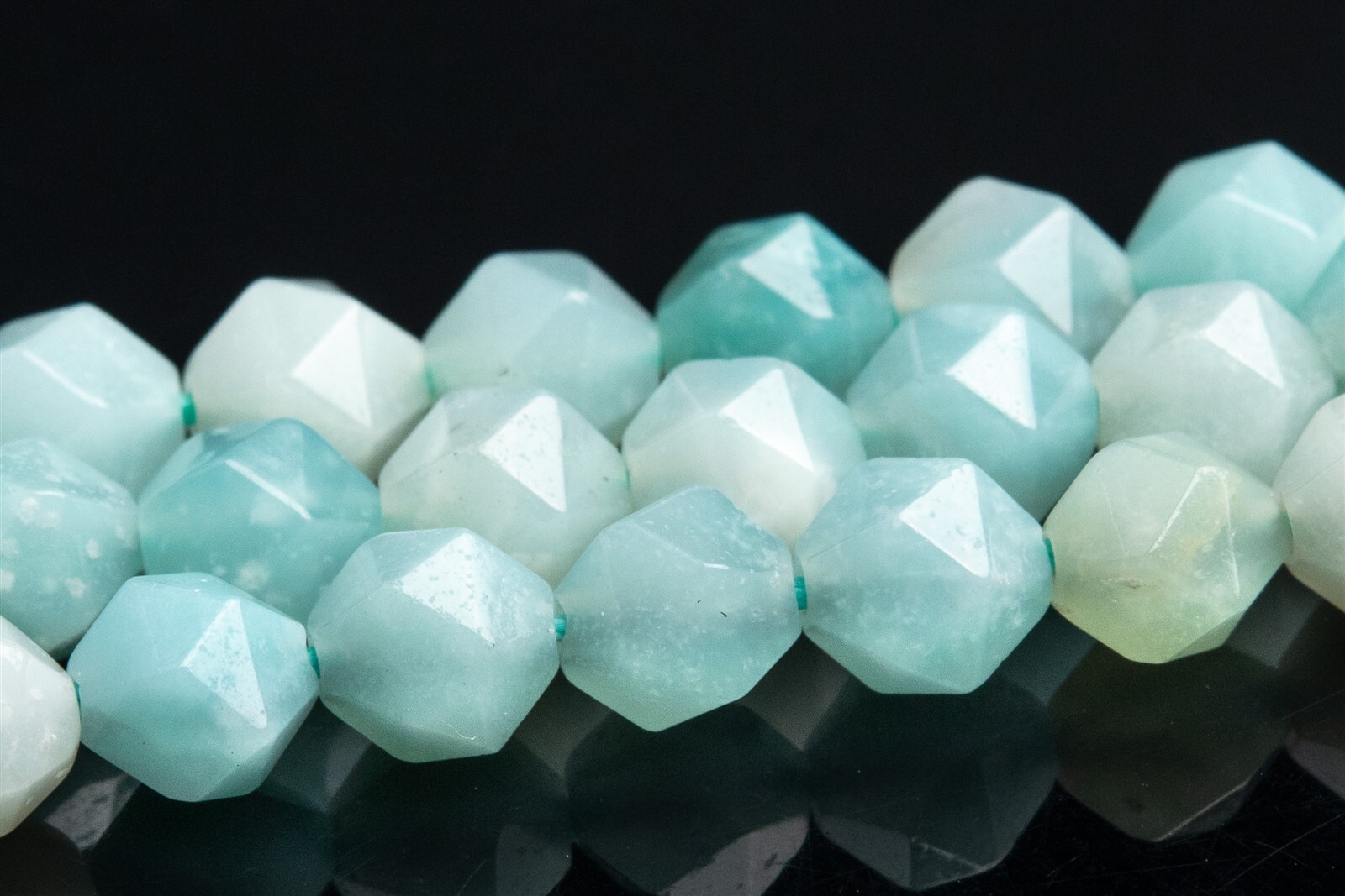 Blue Amazonite Star Cut Faceted Grade A Natural Loose Beads 5-6/7-8/9-10MM
