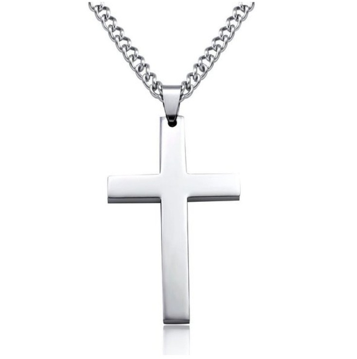 60Cm Cuban Chain With Cross, Mirror Polished, Men’s And Women’s Jewelry