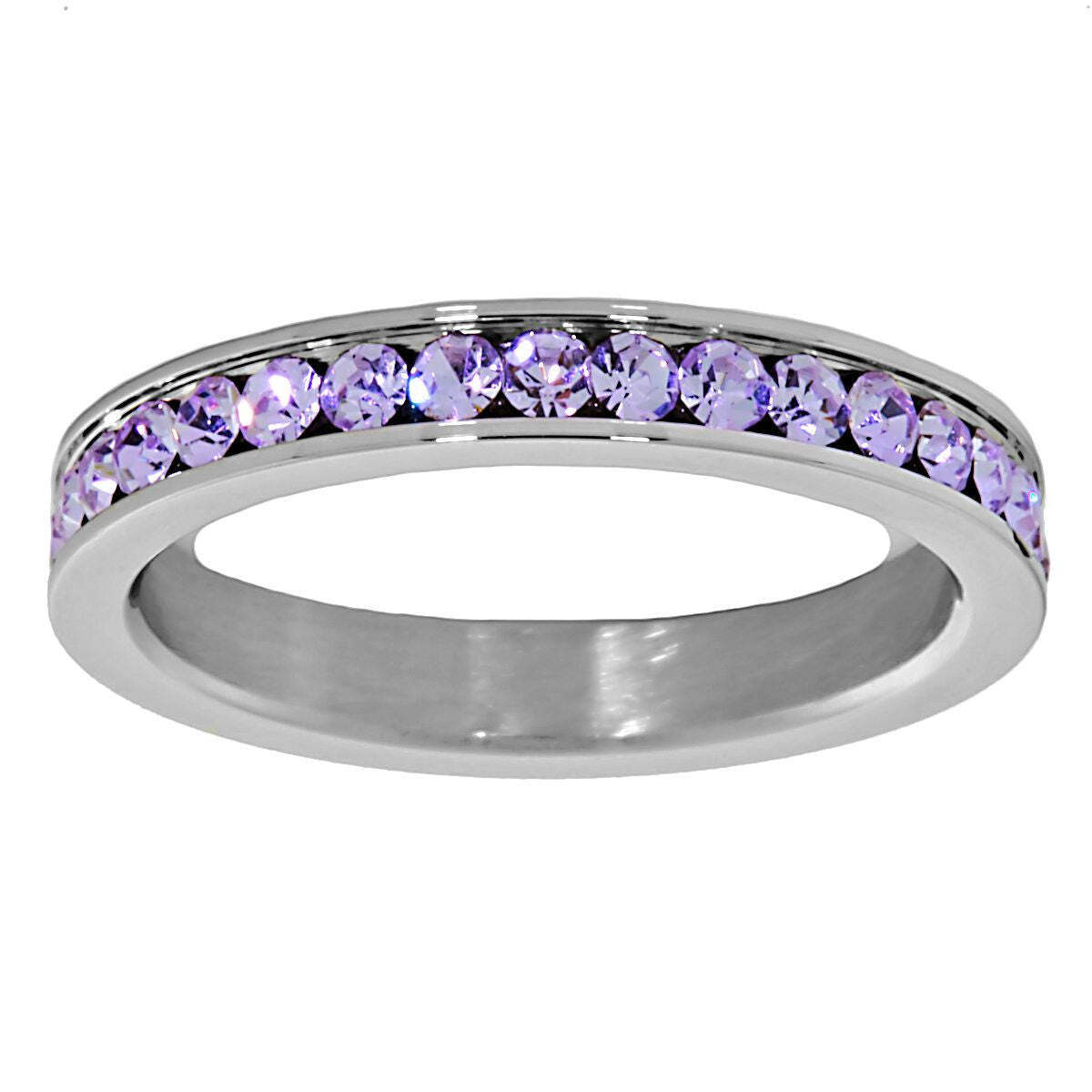 Rasina: 0.78ct Alexandrite Ice CZ 316 Steel 3mm Eternity Band Ring