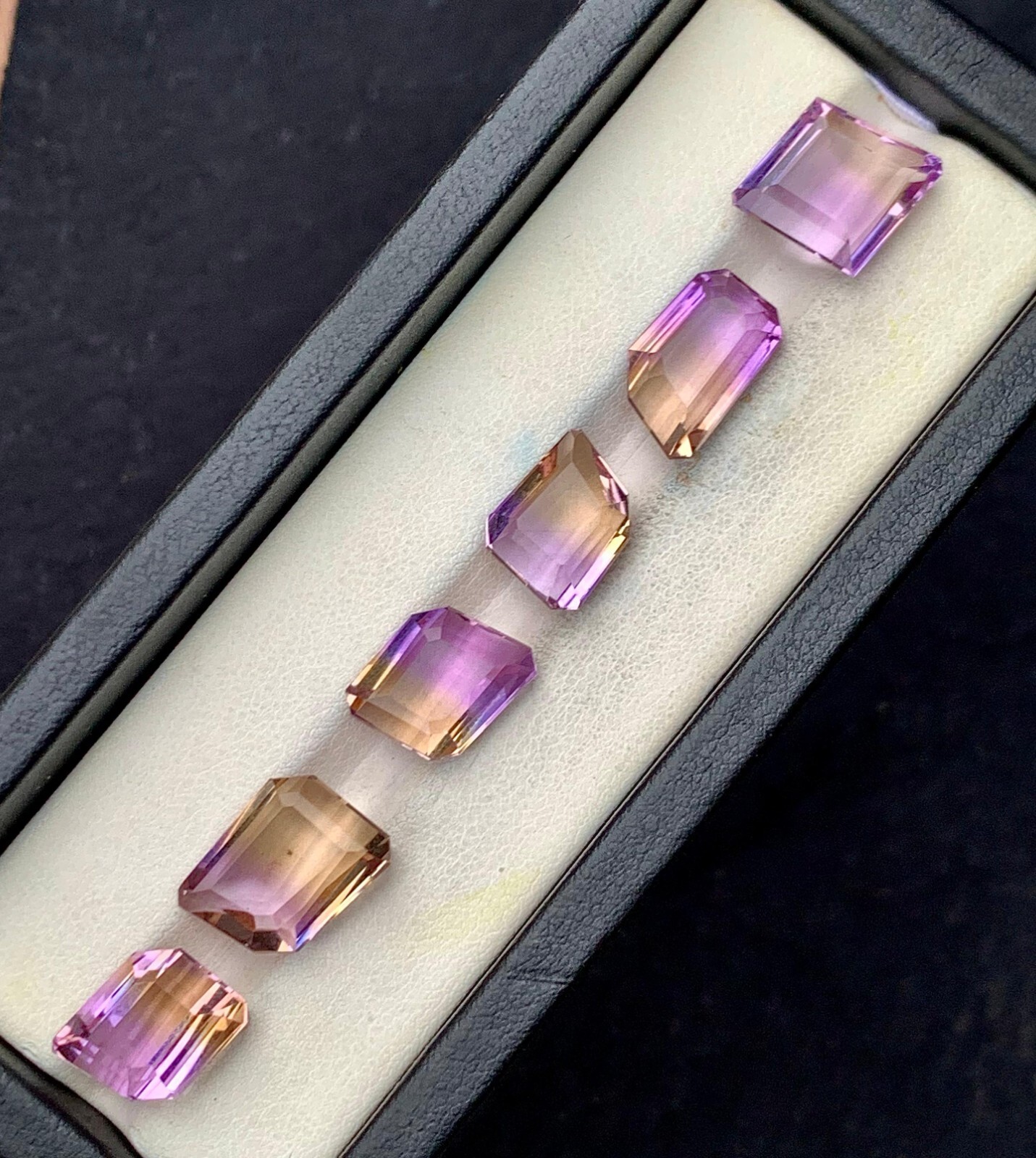 40 Carat Natural Ametrine Emerald Cut Gemstone Lot of 6 Pieces | Bi-Color